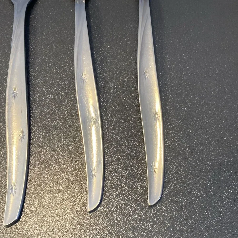 Vintage Atomic Star Starburst Dixon Deluxe Stainless Steel Flatware 1960's Japan